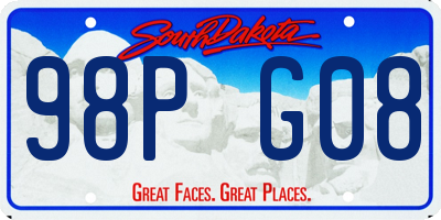 SD license plate 98PG08