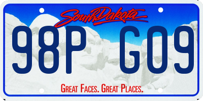 SD license plate 98PG09