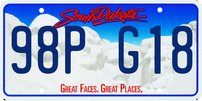 SD license plate 98PG18