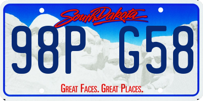 SD license plate 98PG58