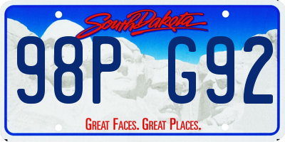 SD license plate 98PG92