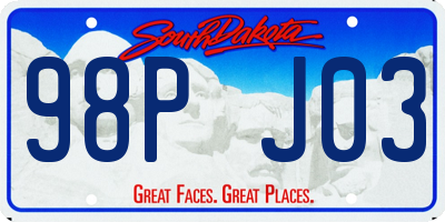 SD license plate 98PJ03