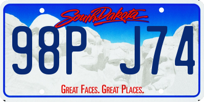 SD license plate 98PJ74