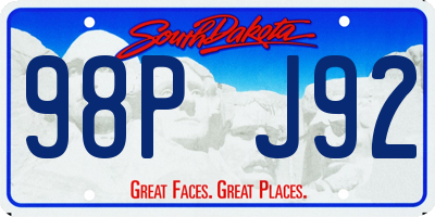 SD license plate 98PJ92
