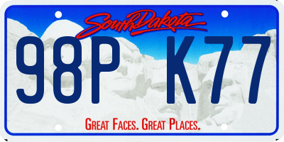 SD license plate 98PK77