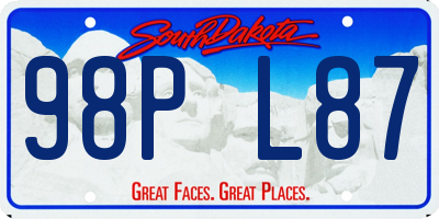 SD license plate 98PL87