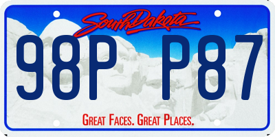 SD license plate 98PP87