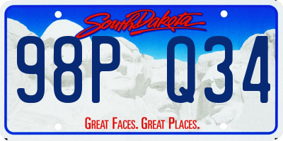 SD license plate 98PQ34