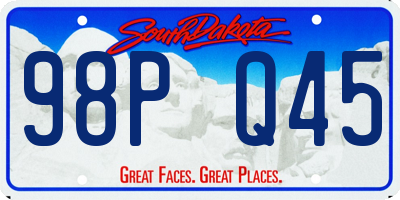 SD license plate 98PQ45