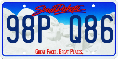 SD license plate 98PQ86
