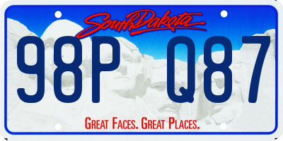 SD license plate 98PQ87