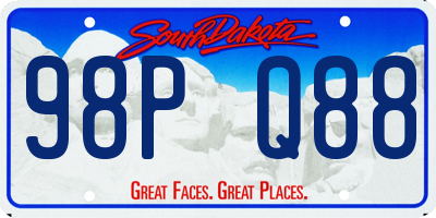 SD license plate 98PQ88
