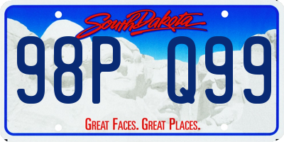 SD license plate 98PQ99