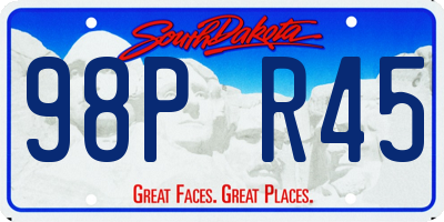 SD license plate 98PR45