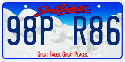 SD license plate 98PR86
