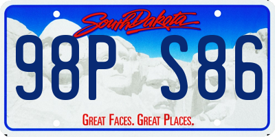 SD license plate 98PS86