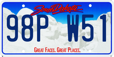 SD license plate 98PW51