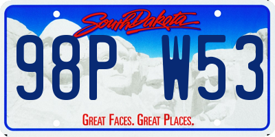 SD license plate 98PW53