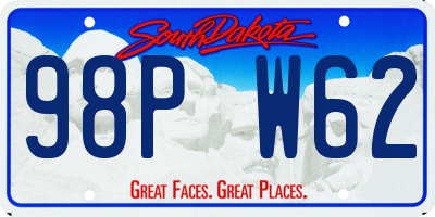 SD license plate 98PW62