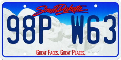 SD license plate 98PW63