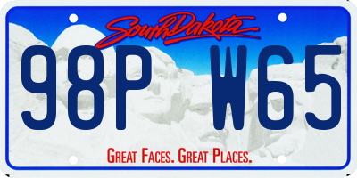 SD license plate 98PW65