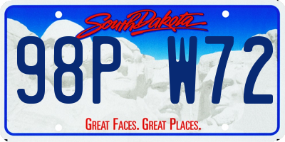 SD license plate 98PW72