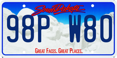 SD license plate 98PW80