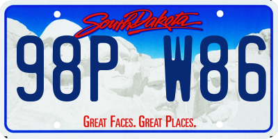 SD license plate 98PW86