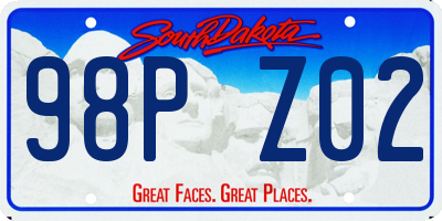 SD license plate 98PZ02
