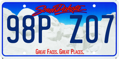 SD license plate 98PZ07