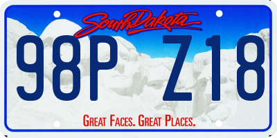 SD license plate 98PZ18