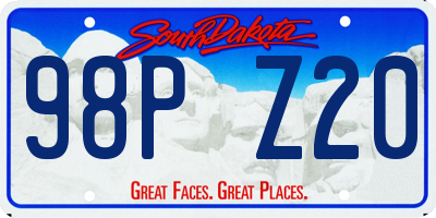 SD license plate 98PZ20