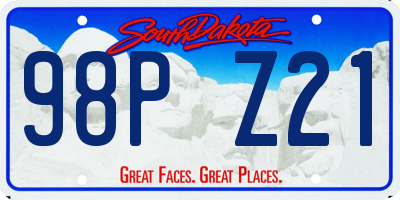 SD license plate 98PZ21