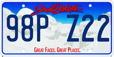 SD license plate 98PZ22