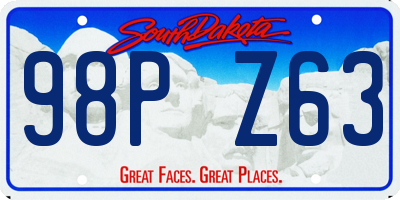 SD license plate 98PZ63