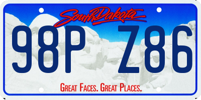 SD license plate 98PZ86