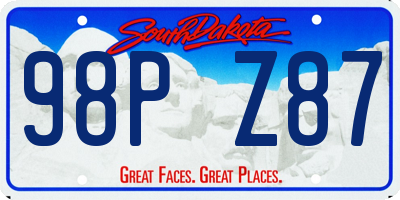 SD license plate 98PZ87