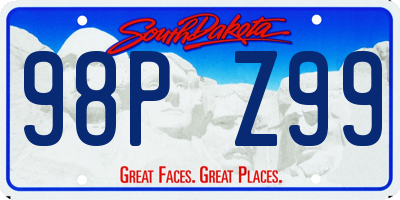 SD license plate 98PZ99