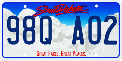 SD license plate 98QA02