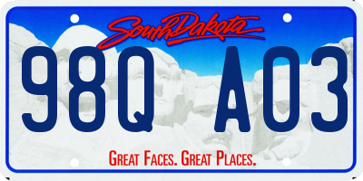 SD license plate 98QA03