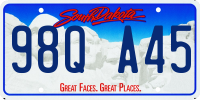 SD license plate 98QA45