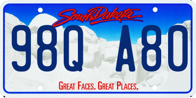 SD license plate 98QA80