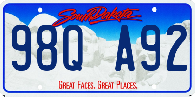 SD license plate 98QA92