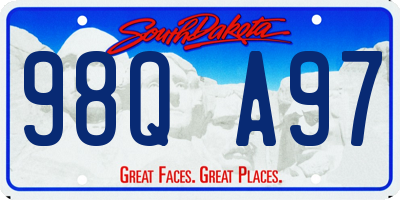 SD license plate 98QA97