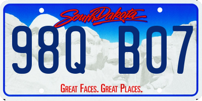 SD license plate 98QB07