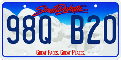 SD license plate 98QB20