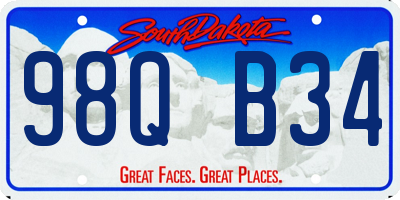 SD license plate 98QB34