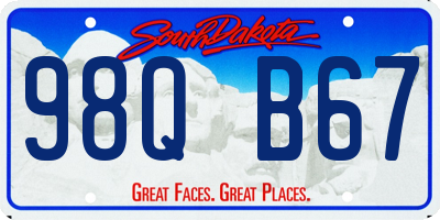 SD license plate 98QB67