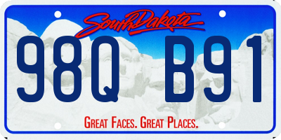 SD license plate 98QB91
