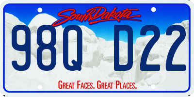 SD license plate 98QD22